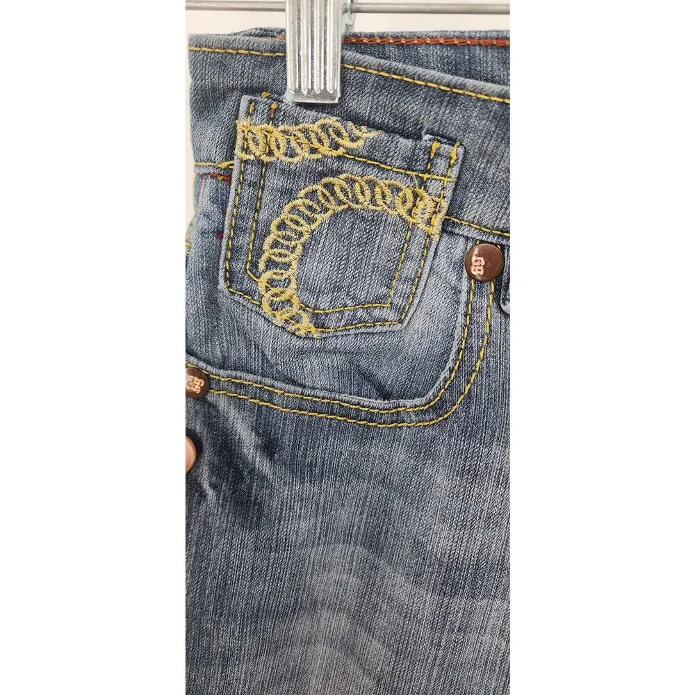 Kids Boys Wide Leg Coogi Gold Loop Chain Jeans‎ Embroidered Size 7/8